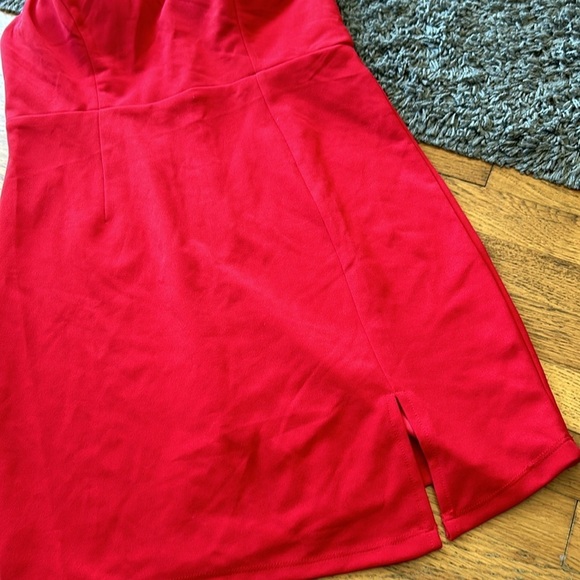NWOT Princess Polly Priya Red One Shoulder Strap Slit Mini Dress Size 8 - Picture 5 of 15